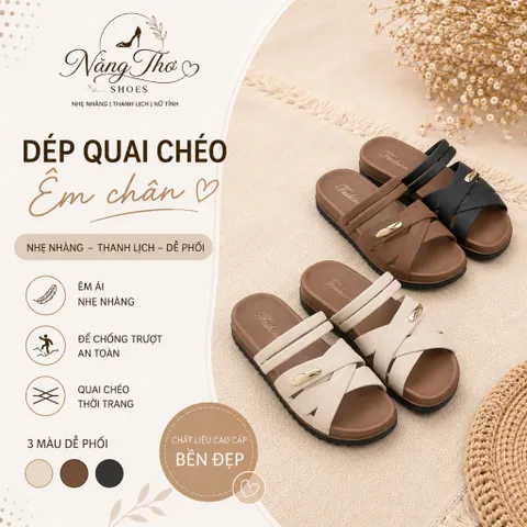 Dép Nữ Đế Nhựa Cao 4cm Quai Chéo Hàn Quốc | Sandal Nữ Êm Chân Chống Trượt Đi Chơi Đi Biển Hot Trend Size 35-39