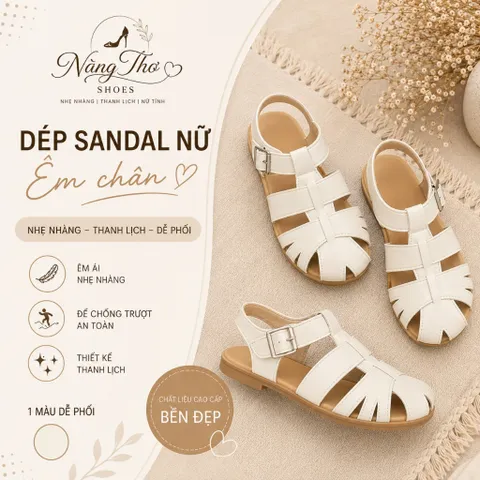 Sandal nữ quai đan khoá cài sau gót đế bệt – dép sandal nữ thời trang Hàn Quốc ( QCCC )
