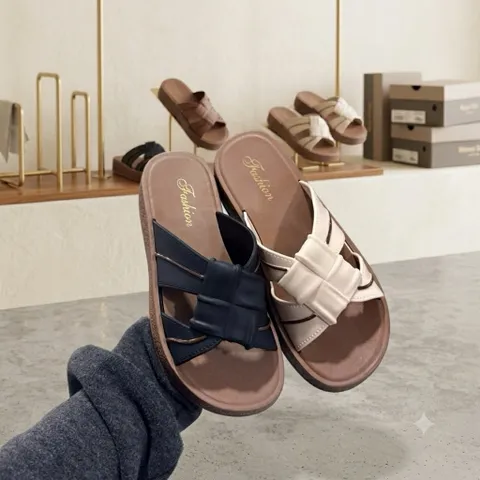 Dép nữ quai đan chéo đế cao 4cm – mềm êm chống trơn – phong cách Hàn Quốc – đi học đi chơi hot trend tăng 1 size