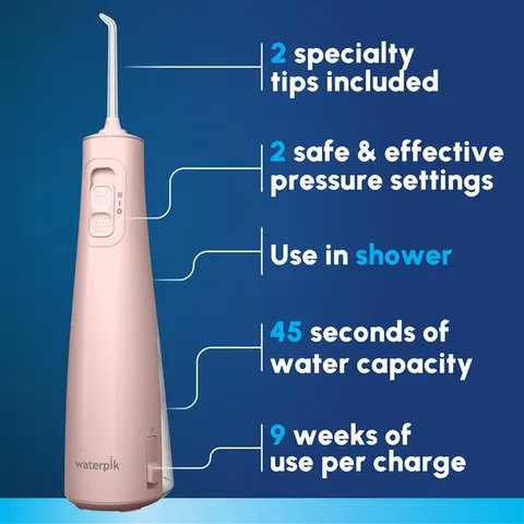 Máy tăm nước không dây Pink Cordless Pulse 3100 Waterpik WF-20CD014 Màu hồng