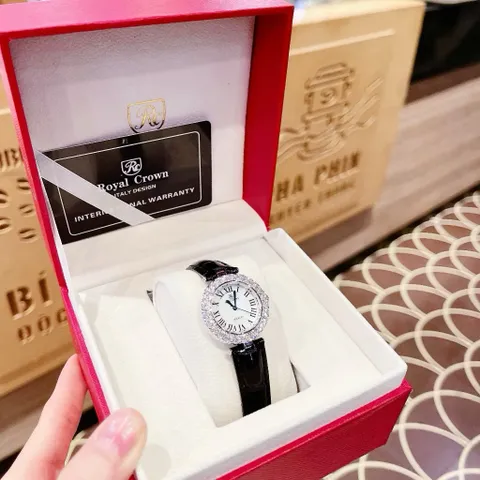 [CAO CẤP] Đồng hồ nữ dây da thời trang R0yaI Cr00wn mặt nhỏ siêu sang