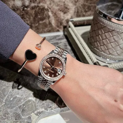 [ YUMI WATCH 𝟐 ] Đồng hồ cặp NAM NỮ đính đá pha lê bling bling, mặt kính chống trầy, dây inox mạ PVD FULLBOX