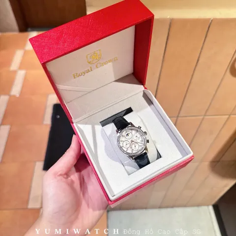 Đồng Hồ Nữ ROCROWN Dây Da Cá Tính, Mặt Tròn Đính Đá Sang Trọng Tặng Box Cao Cấp