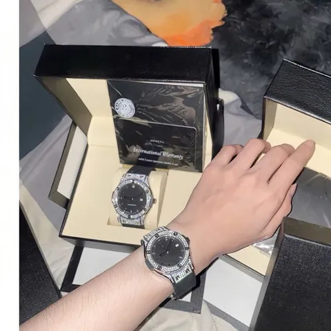 [ Yumi Store ] Đồng Hồ Cặp Nam Nữ SPOST Dây Cao Su Non Mặt Đính Đá Cá Tính Sang Trọng
