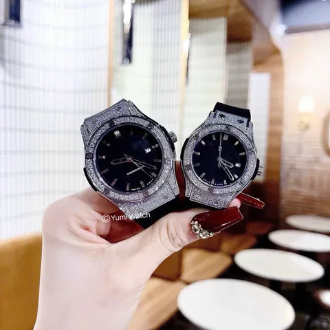 [ Yumi Store ] Đồng Hồ Cặp Nam Nữ SPOST Dây Cao Su Non Mặt Đính Đá Cá Tính Sang Trọng