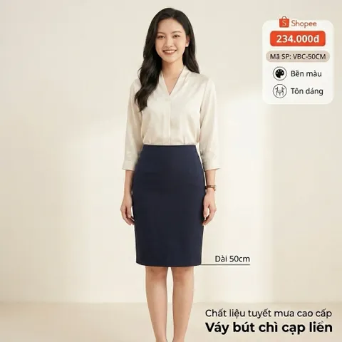 VÁY BÚT CHÌ TUYẾT MƯA VITEX NỮ CÔNG SỞ – LƯNG LIỀN 50CM