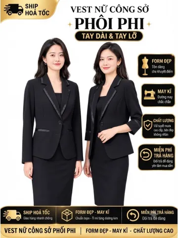 Áo Vest Nữ Công Sở Tuyết Mưa Phối Phi Du Nguyễn – Form Đẹp, May Kĩ, Tay Dài & Tay Lỡ