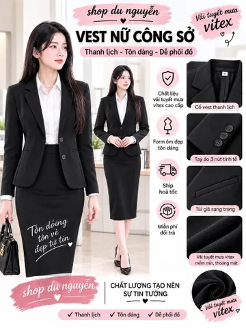 Áo Vest Nữ Tuyết Mưa Cao Cấp Form Đẹp Tôn Dáng – Vest Công Sở Dài Tay Du Nguyễn