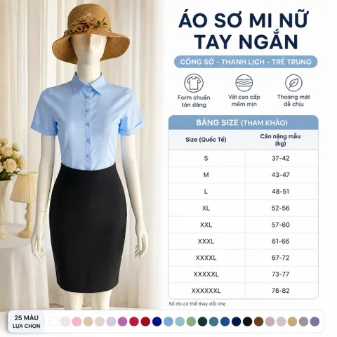 Áo Sơ Mi Màu Tay Ngắn Lụa Nhung Du Nguyễn