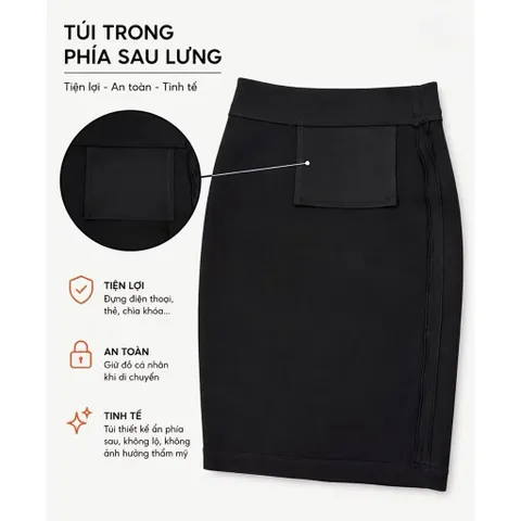 Chân Váy Bút Chì Kaki Form Ôm Cạp 3cm Dài 50cm, Đen/Xanh Đen - Thời Trang Công Sở Nữ Shop Du Nguyễn