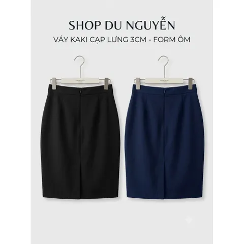 Chân Váy Bút Chì Kaki Form Ôm Cạp 3cm Dài 50cm, Đen/Xanh Đen - Thời Trang Công Sở Nữ Shop Du Nguyễn