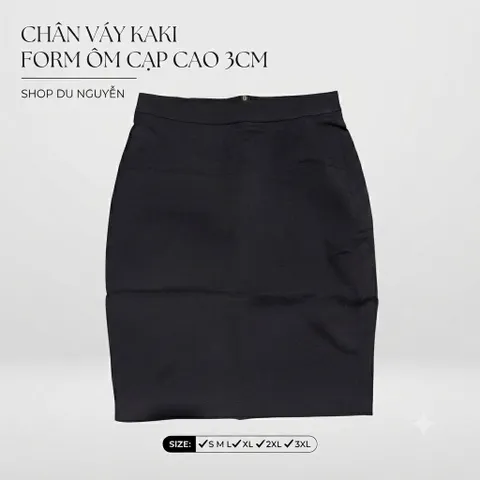 Chân Váy Bút Chì Kaki Form Ôm Cạp 3cm Dài 50cm, Đen/Xanh Đen - Thời Trang Công Sở Nữ Shop Du Nguyễn