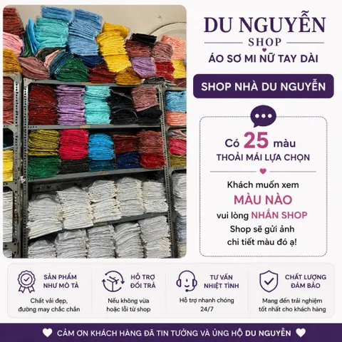 Áo Sơ Mi Màu Tay Ngắn Lụa Nhung Du Nguyễn