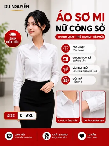 Áo Sơ Mi Nữ Công Sở Vải Lụa Nhung Form Ôm Tôn Dáng Tay Dài,Lỡ,Ngắn S-6XL