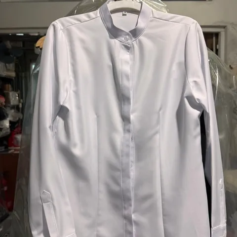 Áo Sơ Mi Nữ Công Sở Du Nguyễn Trắng Tinh Che Nút Tay Dài Tay Lỡ Cổ Tàu Thanh Lịch Size S-4XL
