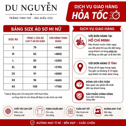 Áo Sơ Mi Nữ Công Sở Du Nguyễn Trắng Tinh Che Nút Tay Dài Tay Lỡ Cổ Tàu Thanh Lịch Size S-4XL
