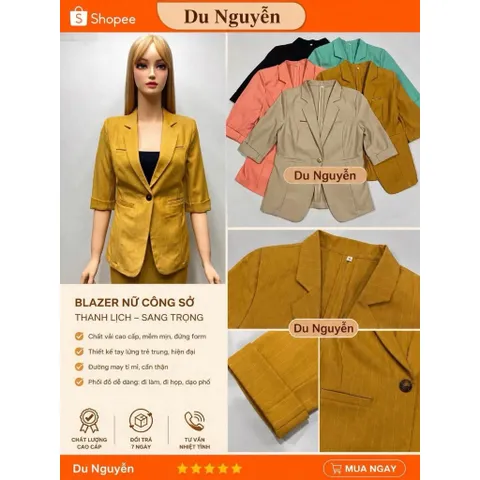 Áo Vest Nữ Kẻ Caro Tay Lỡ Phom Dài Công Sở Thanh Lịch