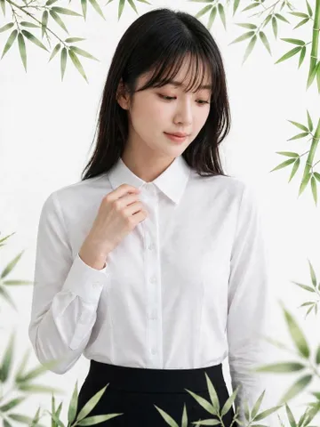 Áo Sơ Mi Nữ Vải Bamboo Sợi Tre Cao Cấp - Tay Dài Và Tay Ngắn Không Nhăn, Thoáng Mát (Trắng Tinh / Trắng Kem)