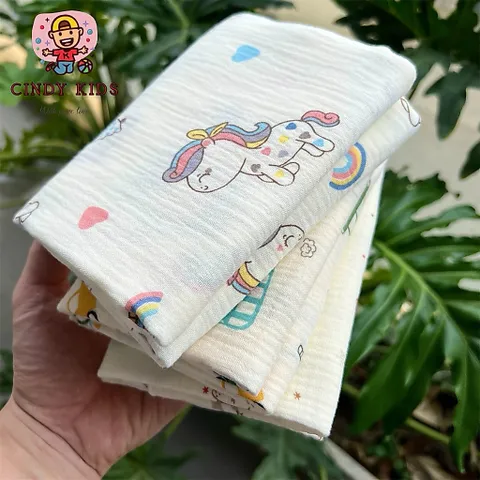 [100x70] Khăn tắm muslin đa năng, mềm mịn, không bụi vải thân thiện với da bé CindyKids