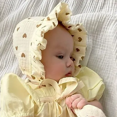 Mũ vải bonnet chất muslin, linen cho bé gái - baby bonnet