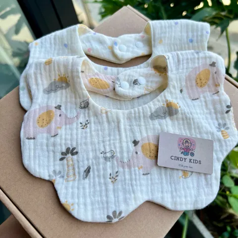 Yếm hoa Muslin cho bé gái, bé trai xoay 360 mềm mại thấm hút tốt độ hoàn thiện cao