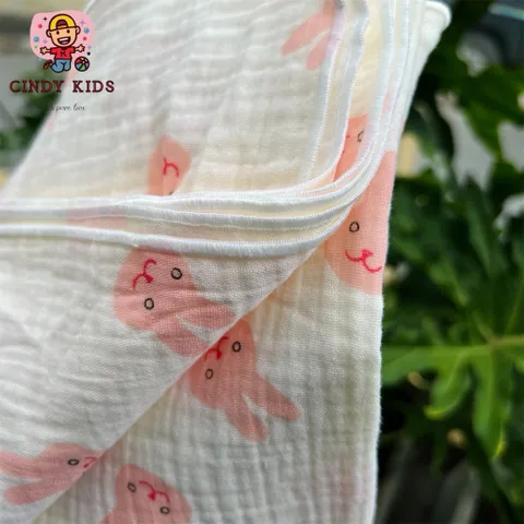 [100x70] Khăn tắm muslin đa năng, mềm mịn, không bụi vải thân thiện với da bé CindyKids