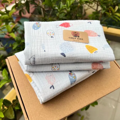 Khăn Tắm Muslin 2 Lớp Cao Cấp (120x70cm) - Siêu Thấm Hút, Mềm Mịn, Đa Dạng Họa Tiết