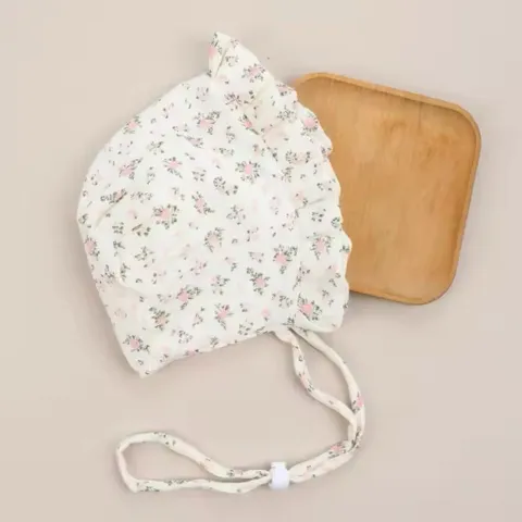 Mũ vải bonnet chất muslin, linen cho bé gái - baby bonnet