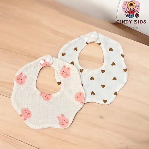 Yếm hoa Muslin cho bé gái, bé trai xoay 360 mềm mại thấm hút tốt độ hoàn thiện cao