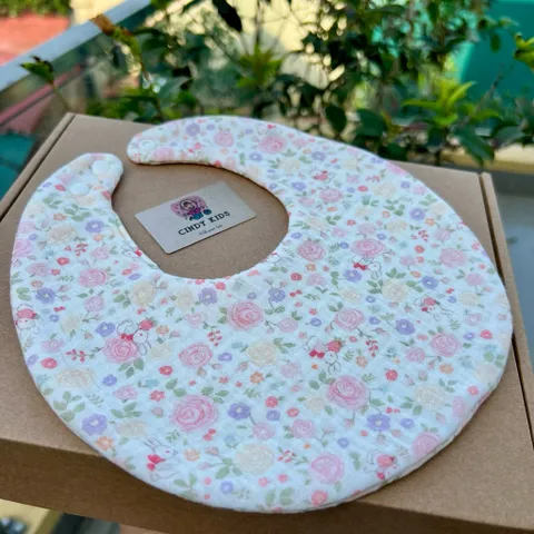Yếm vải xô muslin 2 mặt hoạ tiết tròn thấm hút tốt nhà Cindy