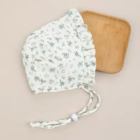 Mũ vải bonnet chất muslin, linen cho bé gái - baby bonnet