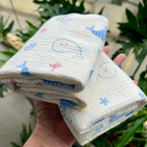 Khăn xô muslin 70x70cm 4 lớp – Cotton mềm mịn, thấm hút tốt, khăn đa năng cho bé sơ sinh.