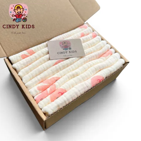 Gói khăn sữa xô muslin, khăn mặt muslin 2 lớp mềm mại thân thiện với da em bé