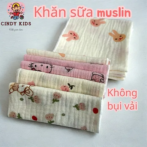 Gói khăn sữa xô muslin, khăn mặt muslin 2 lớp mềm mại thân thiện với da em bé