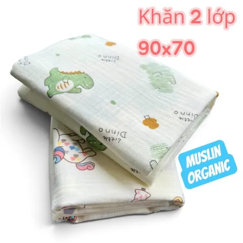Khăn tắm xô muslin cao cấp 2 lớp 70x90cm cho bé