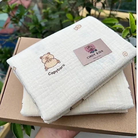 Khăn tắm xô muslin cao cấp 2 lớp 70x90cm cho bé