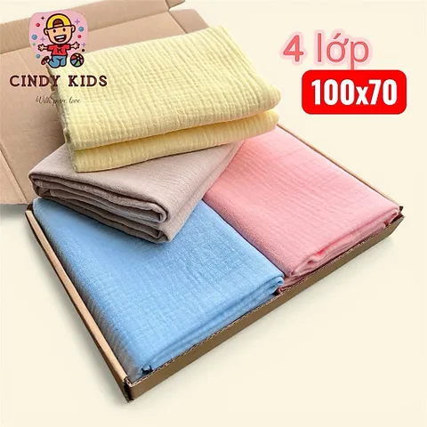 Khăn Xô Muslin 100x70cm – Khăn Cotton Trơn Màu Mềm Mịn, Thấm Hút Tốt, Khăn Đa Năng Gia Đình