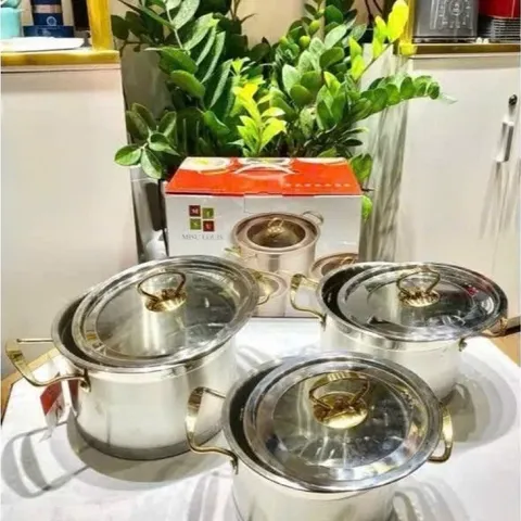 Bộ Nồi Misu Louis 3 Món - Inox 304 Đáy Nguyên 3 Lớp Cao Cấp Dùng Cho Mọi Loại Bếp