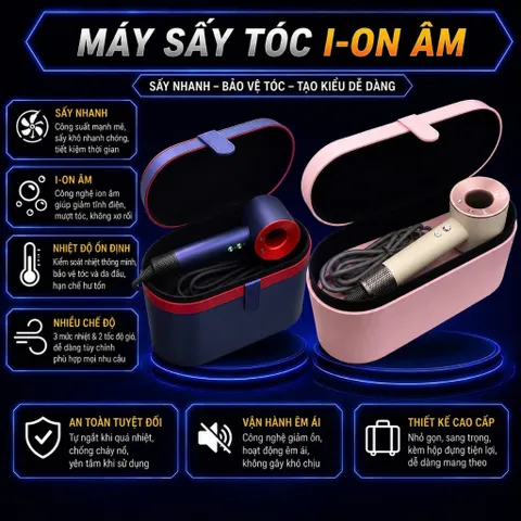 MÁY SẤY TÓC ION ÂM 2 CHIỀU NÓNG LẠNH 3 TỐC ĐỘ. Fullbox sang trọng 2 Phân Loại Màu