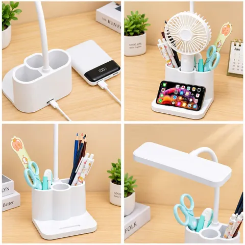Đèn Bàn Học Đọc Sách Tích Điện Bảo Vệ Mắt Cảm Ứng 3 Chế Độ Ánh Sáng Có Hốc Để Đồ Tiện Lợi