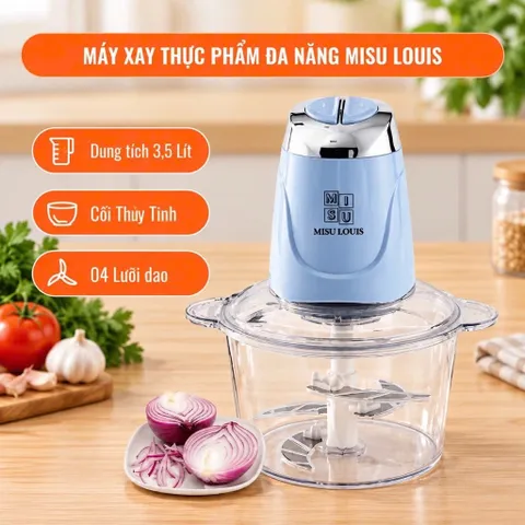 Máy Xay Thực Phẩm Đa Năng Cối Thuỷ Tinh, Xay Thịt Xay Thức Ăn Công Suất Lớn 500w, Dung Tích 3.5L