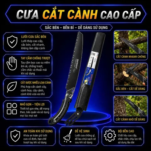 Cưa Kiếm Cầm Tay 350mm,Lưỡi Thép Nhật, Cán Chống Rrượt, Combo 1 cưa + 5 Lưỡi