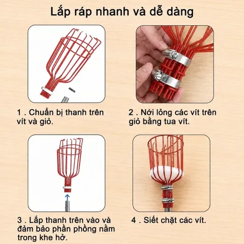 Giỏ hái trái cây dụng cụ giật hái trái cây lồng vặt hoa quả Đầu vợt hái quả, Giỏ hái quả Trên Cao Dễ Sử Dụng