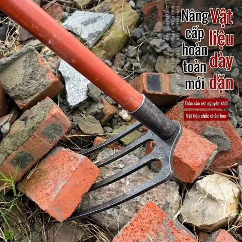Cuốc 4 răng, thép nguyên khối dày 8 li siêu cứng cuốc đất làm vườn tiện lợi