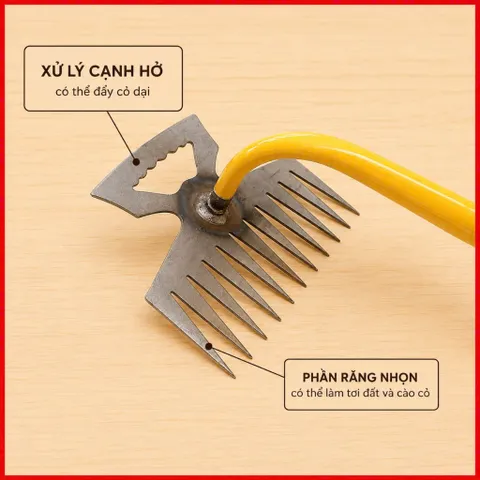 Dụng Cụ Làm Vườn Bằng Thép Không Rỉ, Dụng Cụ Cào Cỏ Tay Cầm Dài, 11 Răng, Nhỏ Gọn Dễ Sử Dụng Tiện Lợi