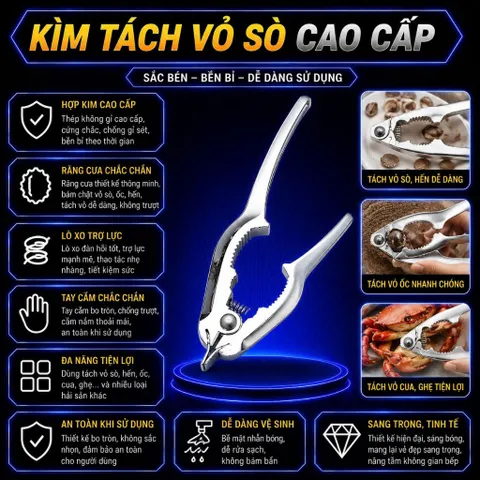 Dụng Cụ Tách Sò Huyết Inox Kềm Tách Sò Huyết Vỏ Cua Ghẹ Inox