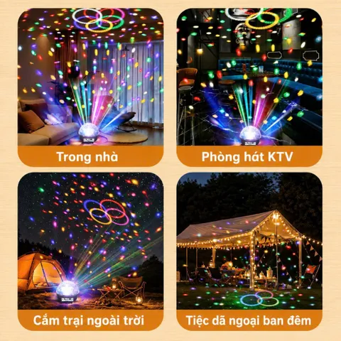 Đèn Led Ma Thuật Năng Lượng Mặt Trời, Đèn Sạc Đa Năng, Nháy Theo Nhạc Chiếu Sáng 7 Màu