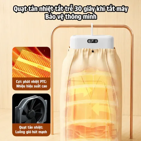 Máy Sấy Quần Áo LUMI QNK Công Suất 600W, Thiết Kế Gấp Gọn Tích Hợp Sưởi Ấm Nhỏ Gọn An Toàn Cho Gia Đình