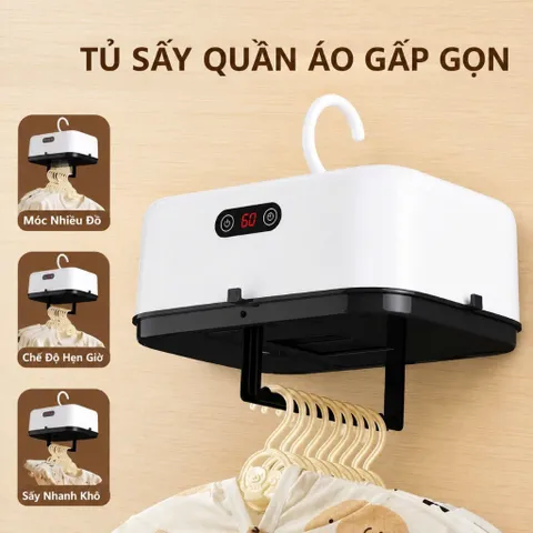 Máy Sấy Quần Áo LUMI QNK Công Suất 600W, Thiết Kế Gấp Gọn Tích Hợp Sưởi Ấm Nhỏ Gọn An Toàn Cho Gia Đình