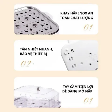 Nồi hấp điện đa năng 3 tầng tiện lợi dung tích 19 lít nhiệt mạnh nóng nhanh BH 12 tháng